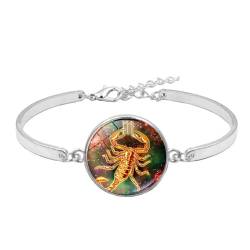 Cernomal Modisches Sternbild-Armband – 12 Sternzeichen, Horoskop, Glas-Cabochon, Cartoon-Muster, Verstellbarer Armreif, Für Damen, Armbänder, Schmuck, Geschenk, Skorpion, Verstellbar von Cernomal