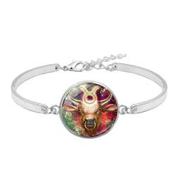 Cernomal Modisches Sternbild-Armband – 12 Sternzeichen, Horoskop, Glas-Cabochon, Cartoon-Muster, Verstellbarer Armreif, Für Damen, Armbänder, Schmuck, Geschenk, Stier, Verstellbar von Cernomal