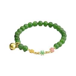 Cernomal Natürliches Hetian-Jade-Stein-Armband – Runder Perlen-Armreif Im Retro-Stil Mit Blumen-Glocken-Anhänger, Für Männer Und Frauen, Modeschmuck, Accessoires, Armband, Geschenk, von Cernomal