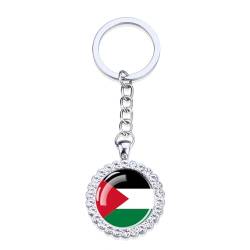 Cernomal Schlüsselanhänger Mit Palästina-Flagge – Strass-Flagge, Einseitiger Glaskugel-Anhänger, Schlüsselanhänger, Für Männer Und Frauen, Geldbörse, Auto, Schlüsselanhänger, von Cernomal