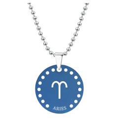 Cernomal Sternzeichen-Anhänger-Halskette Für Damen Und Herren – 12 Sternbild-Symbol, Schmuck, Blaue Charm-Chokerkette, Geburtstagsgeschenk, Halsband-Zubehör, Widder, Verstellbar von Cernomal