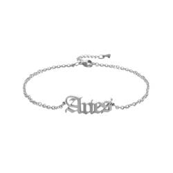 Cernomal Zirkon-Armband Mit 12 Sternbildern – Modischer Stern-Sternzeichen-Buchstaben-Charm, Weiße Farbe, Kettenarmreif, Damen-Geburtstagsschmuck, Geschenke, Accessoires, Widder, Verste von Cernomal