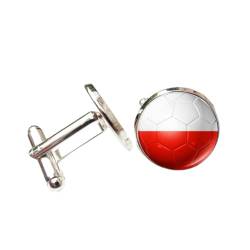 Manschettenknöpfe Mit Polnischer Flagge Für Herren – Glas-Cabochon-Fußball-Manschettenknöpfe, Nationalflagge, Hochzeitsschmuck, Herren-Manschettenknöpfe Für Französisches von Cernomal