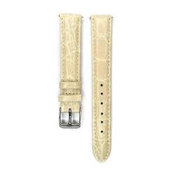 12mm/14mm/16mm/18mm/20mm Echtes Leder Uhrenarmband Männer Frauen mit Edelstahl-Dornschließe Armband Ersatz Beige, 12mm von Cerobit