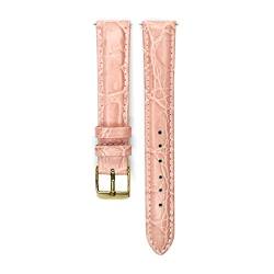 12mm/14mm/16mm/18mm/20mm Echtes Leder Uhrenarmband Männer Frauen mit Edelstahl-Dornschließe Armband Ersatz Pink Gold Buckle, 20mm von Cerobit