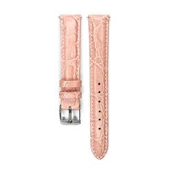 12mm/14mm/16mm/18mm/20mm Echtes Leder Uhrenarmband Männer Frauen mit Edelstahl-Dornschließe Armband Ersatz Rosa, 18mm von Cerobit