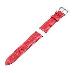 12mm-24mm Erste Schicht der echte Lederband Kroko-Korn-Bügel-Mann-Frauen Pin Buckle Armband am Handgelenk rot, 12mm von Cerobit