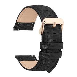 18mm/20mm/22mm/24mm Frauen-Uhrenarmband-Replacement-echtes Leder Uhrenarmbänder Uhrenarmband Dornschließe Armband Uhr Zubehör Schwarz, 20mm von Cerobit