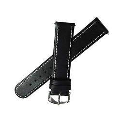 18mm Echtes Leder Uhrenarmband Männer Einfachheit Uhrenarmband Schwarz dünne weiche Armband mit Edelstahl piin Buckle Silver Buckle, 18mm von Cerobit