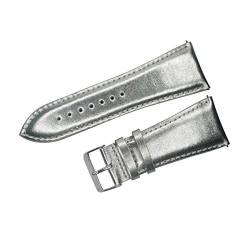 32mm Männer Large Size Uhrenarmband Kalb echtes Leder Armband Edelstahl Dornschließe Uhrenarmband Silber, 32mm von Cerobit