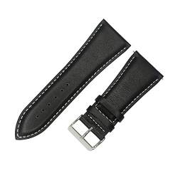 32mm Männer Large Size Uhrenarmband Kalb echtes Leder Armband Edelstahl Dornschließe Uhrenarmband schwarz B, 32mm von Cerobit