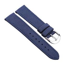 Canvas Nylon-echtes Leder-Uhrenarmband 18mm-24mm Männer Frauen Armband-Armband Dornschließe Blau, 22mm von Cerobit