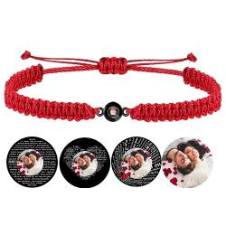 Certykllp Personalisierte Foto Projektion Armbänder mit Bild im Inneren benutzerdefinierte ich liebe dich einstellbares Bild Armband für Männer Frauen Jahrestag Weihnachten Memorial Geschenk von Certykllp