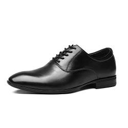 Kleid formelle Schuhe for Männer Schnüren runde Zehenschuhe Leder Low Top Slip Resistant Block Heel Classic Classic Für viele Gelegenheiten geeignet (Color : Black, Size : 44 EU) von Cesisan