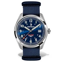 Cestrian Field Series Automatikuhr für Herren, blaues Sunburst-Zifferblatt, NATO-Armband, Militär-Stil, 200 m, CF221N0660, blau von Cestrian