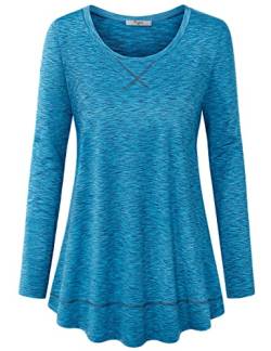 Cestyle Damen-Yoga-Oberteil mit Rundhalsausschnitt, für Workout, Laufen, Activewear, blau, XX-Large von Cestyle