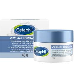 CETAPHIL Optimal Hydration Revitalisierende Nachtcreme, 48g, Spendet Gesichtshaut 24h Feuchtigkeit, Stärkt die Hautbarriere und reduziert Trockenheitsfältchen, Mit Glycerin, Hyaluronsäure & Jojobaöl von Cetaphil