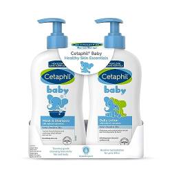 Cetaphil Baby Wash & Shampoo Plus Body Lotion, Healthy Skin Essentials, Head to Toe Hydration for up to 24 Hours, for Delicate, Sensitive Skin, 2-Pack,White von Cetaphil