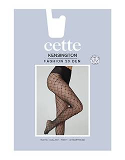 Cette Strumpfhose, Unsichtbare Strumpfhosen, Punkte, Rauten, Geometrisch, 20 DEN, Made in Italy (Schwarz - Rauten, XL) von Cette