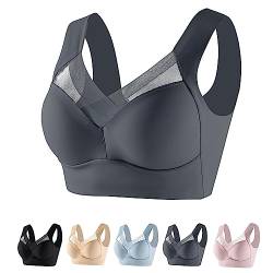 Chagoo Wmbra Posture Correcting Bra, Haltungskorrigierender BH für Damen, kabelloser Push-up-Komfort-BH für den Sommer (Grau, 3XL) von Chagoo