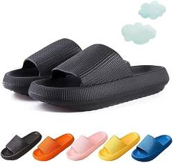 Cozislides Original Super Soft Home Hausschuhe, 2021 Neueste Technologie 4cm dicke Sohle Sandalen Kissen auf Wolken Hausschuhe für Damen (42/43, Black) von Chagoo