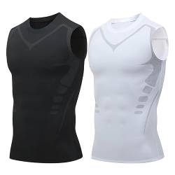 Energxcel™ Ionic Shaping Vest, Men Compression Tank Top, Ionic Compression Body Shaper Vest (as3, Alpha, l, Regular, Regular, Black+White) von Chagoo