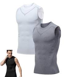 Energxcel™ Ionic Shaping Vest, Men Compression Tank Top, Ionic Compression Body Shaper Vest (as3, Alpha, l, Regular, Regular, White+Gray) von Chagoo