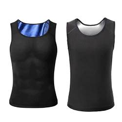 Mansottile Ion Shaping Vest, Gynecomastia Compress Tank Top, Compression Tank Top Men Shaper Vest (Black Blue+Black Silver, L-XL) von Chagoo