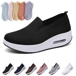 Wmshoe Orthopädische Hausschuhe Für Frauen, Orthopädische Schuhe Damen, Air Cushion Slip on Walking Shoes (Schwarz, Adult, Women, Numeric_37, Numeric, eu_Footwear_Size_System, medium) von Chagoo