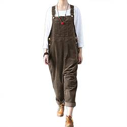 Chahuer Damen Cord Overalls Overall Literarische Kunst Retro Latzhose Latzhose Overalls Braun 3XL von Chahuer