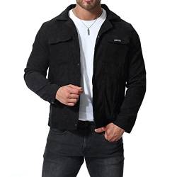 Chahuer Herren Cordjacke Frühling Herbst Neu Cord Slim Revers Jacke Mantel Schwarz L von Chahuer