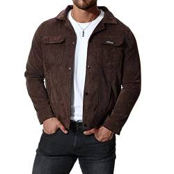 Chahuer Herren Cordjacke Frühling Herbst Neu Cord Slim Revers Jacke Mantel braun XXL von Chahuer