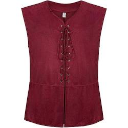 Chahuer Unisex Mittelalter Retro Renaissance Piratenweste Gothic Steampunk Weste Für Damen Und Herren Rot S von Chahuer