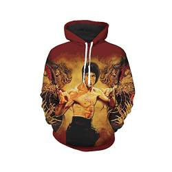 Herren Bruce Lee Hoodies Chinesischer Kung Fu Superstar Bruce Lee Dragon Print Lose Pullover Mit Kapuze Sweatshirt Farbe1 M von Chahuer