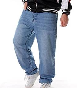 Herren Hip Hop Jeans Baggy Fashion Street Dance Rock Rap Jeans Hosen Skateboard Jeans Jeans In Übergröße blau S von Chahuer