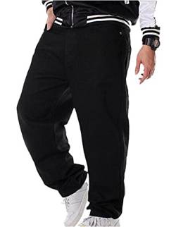 Herren Hip Hop Jeans Baggy Fashion Street Dance Rock Rap Jeans Hosen Skateboard Jeans Jeans In Übergröße schwarz M von Chahuer