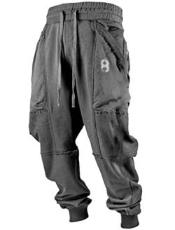 Herren Mode Retro 3D Druckhose Elastiziert Taille Bresskordel Sport Jogging Hip Hop Hosen Farbe9 XXL von Chahuer