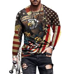 Herren Tshirt 3D Eagle American Eagle Loses Langarm Tshirt Mit Print American Flag Oldschool Shirts Für Den Mann Gules M von Chahuer