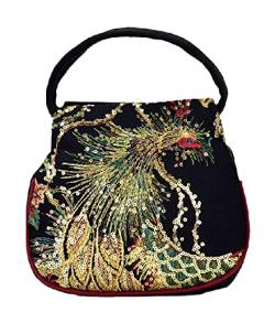 Yunnan Pfau Bestickte Handtasche Im Chinesischen Stil Ethnische Bestickte Tasche Für Frauen schwarz S von Chahuer