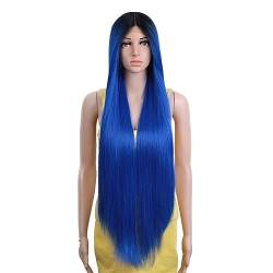 Kopfbedeckung for langes, glattes Haar mit Farbverlauf for Damen, 96,5 cm, farbige Perückenkopfbedeckung (Color : 3, Size : 1) von ChaiRy