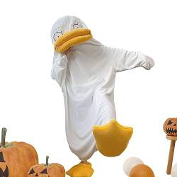 Chaies Enten-Einteiler-Pyjama für Erwachsene, Plüsch Flanell Cosplay Kostüm Ente, Entenkostüm, Tierkostüm für Halloween-Kostüme, Herren Damen von Chaies