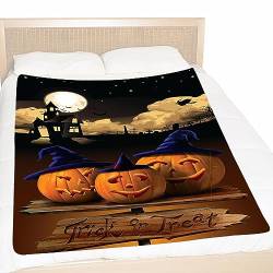 Halloween Kürbisdecke | Flanell-Halloween-Deckenüberwurf,39 x 59 Zoll mit niedlichen Hexen-, Spinnen- und Kürbismustern, Klimaanlagen-Steppdecke für Herbst- und Horror-Fans Chaies von Chaies