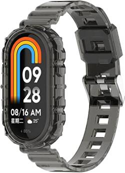 Chainfo Armband kompatibel mit Xiaomi Mi Band 8, Silikon Sportarmband Uhr Band Strap Ersatzarmband Uhrenarmband NO230808 (Transparent Black) von Chainfo