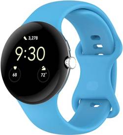 Chainfo Silikon Uhrenarmband kompatibel mit Google Pixel Watch, Ersatzarmband Sportarmband Uhr Zubehör NO240306 (Sky Blue) von Chainfo