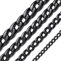 ChainsHouse 15mm Breit schwarze 22‘’ länge Halskette mit Karabinverschluss Vintage Halskette für Punk fans Hip pop fans von ChainsHouse