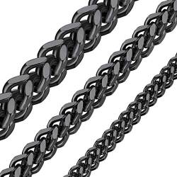 ChainsHouse 3mm breit Herren Franco Kette Chunky Kette schwarz für Valentinstag/Geburtstag von ChainsHouse