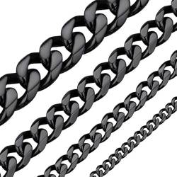 ChainsHouse 46cm 12mm Breit schwarze Halskette Hip pop Rapper panzerkette haltbare Panzerkette für coole Damen und Herren von ChainsHouse