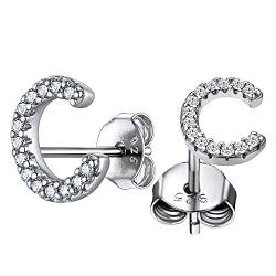 ChainsHouse 925 Sterling A Silber Alphabet C Ohrstecker Minimalisitischer Initialer Namen Ohrstecker mit Geschenkebox für Damen Frauen Ehefrau von ChainsHouse