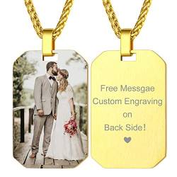 ChainsHouse DIY Fotoanhänger für Damen herren goldene Achteck Anhänger Halskette mit Foto Text Gravur Personaliserter Photo Amulett für Valentinstag Weihnachten von ChainsHouse