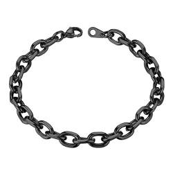 ChainsHouse Edelstahl Ankerkette Armband schwarz Erbskette armband für Damen und Herren-7mm breit-Schmuckbox enthält von ChainsHouse